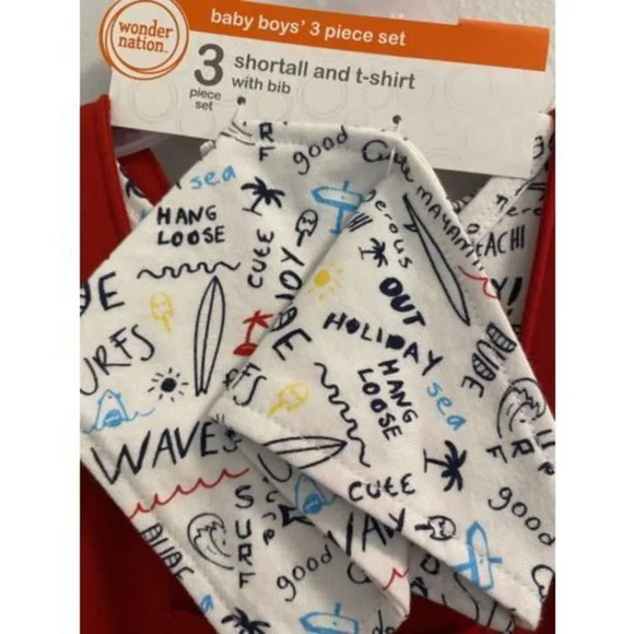 BABY BOYS 3 PIECE SET BEACH THEME SHARK FINS ON SHORTS. BRAND NEW WITH TAGS - 18 - Picture 2 of 6